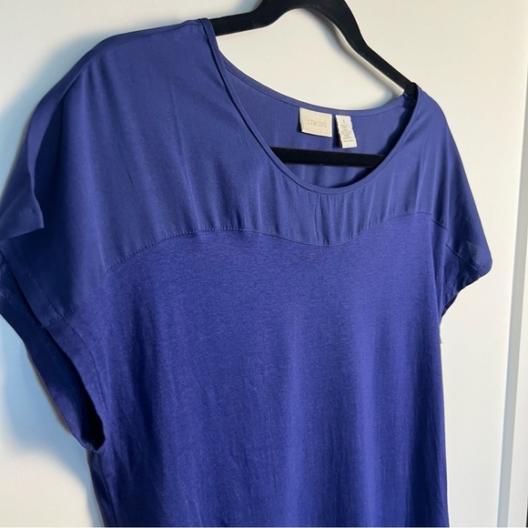 Chico’s / Royal blue cotton modal blouse with beaded strings - Picture 7 of 10